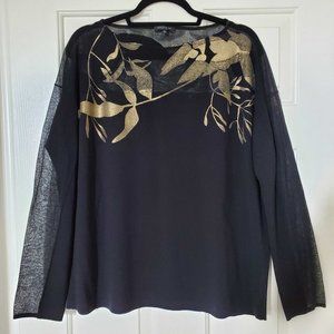Lafayette Black with Gold Accent Partially See Through Top Sz XL